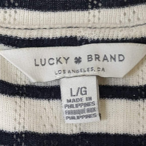 Lucky Brand White and Black Striped Stretch Blouse Size Large - Picture 5 of 10